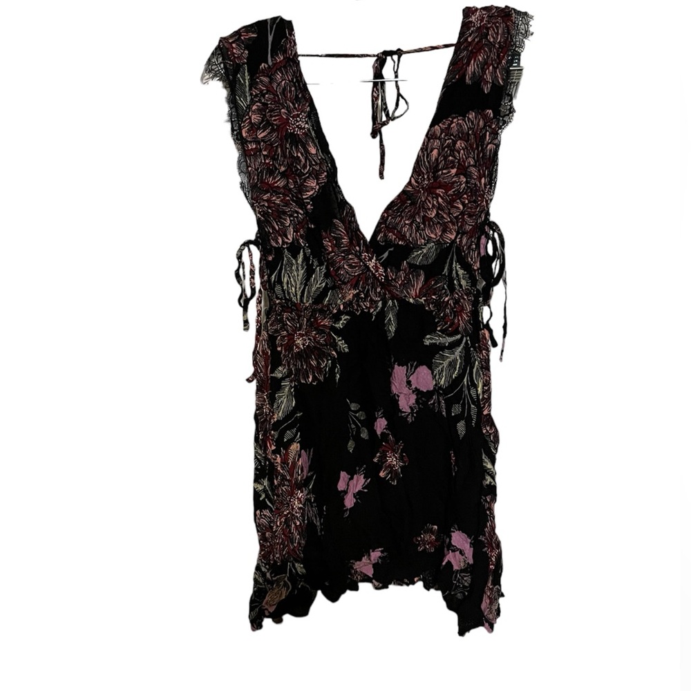 Free people black floral tank top